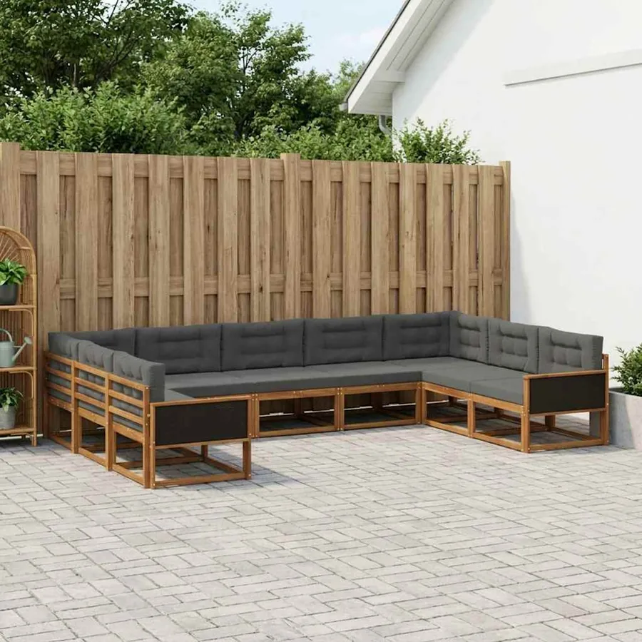 Ensemble de canapés d'extérieur 9 pcs Naturel et Anthracite