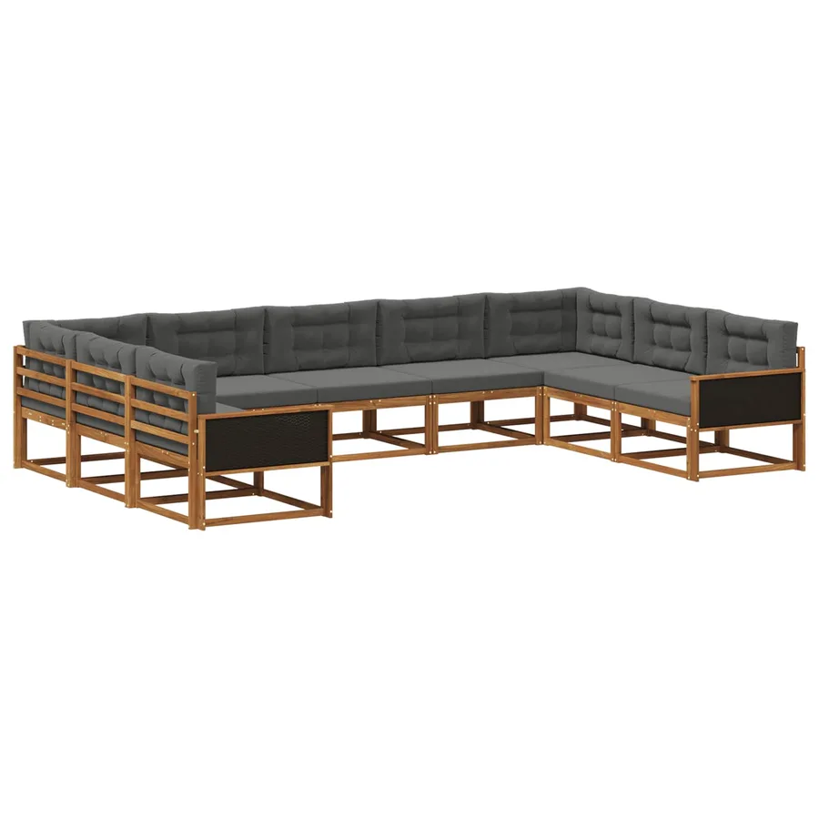 Ensemble de canapés d'extérieur 9 pcs Naturel et Anthracite - 2