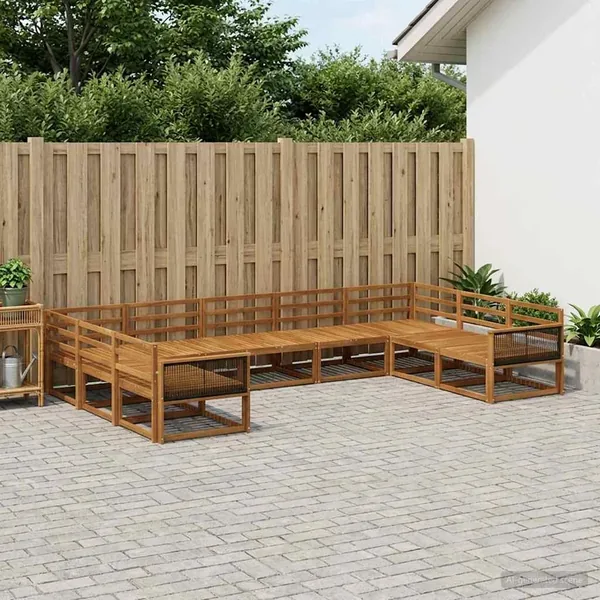 Ensemble de canapés d'extérieur 9 pcs Naturel