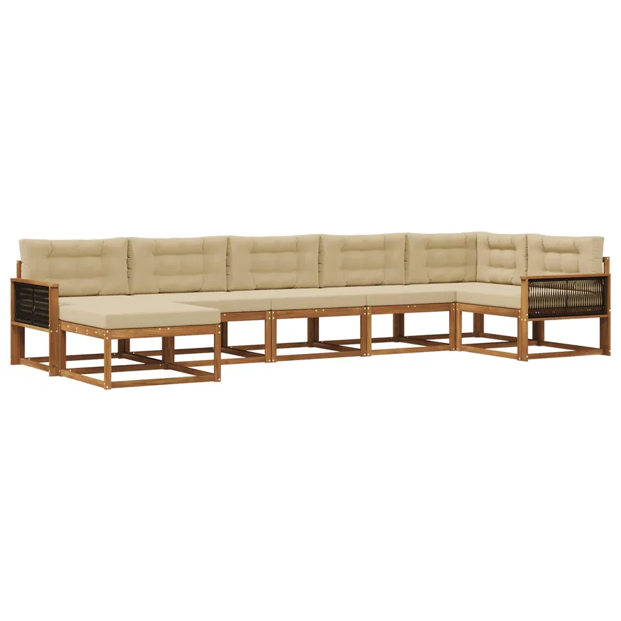 Ensemble de canapés d'extérieur 7 pcs Naturel et Beige - 2