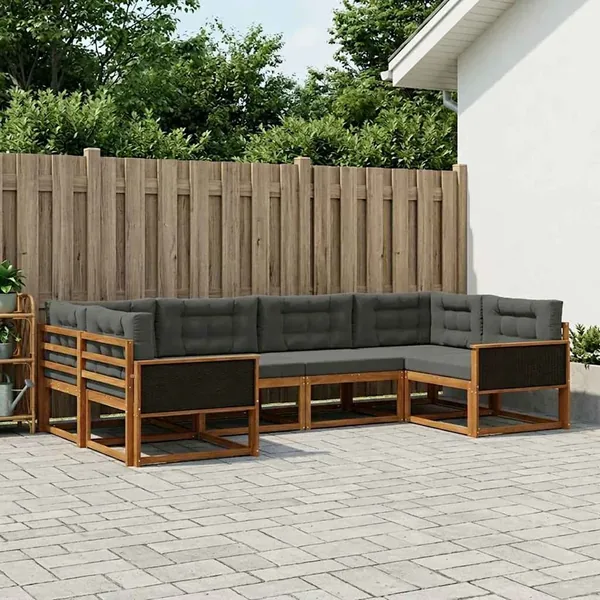 Ensemble de canapés d'extérieur 6 pcs Naturel et Anthracite