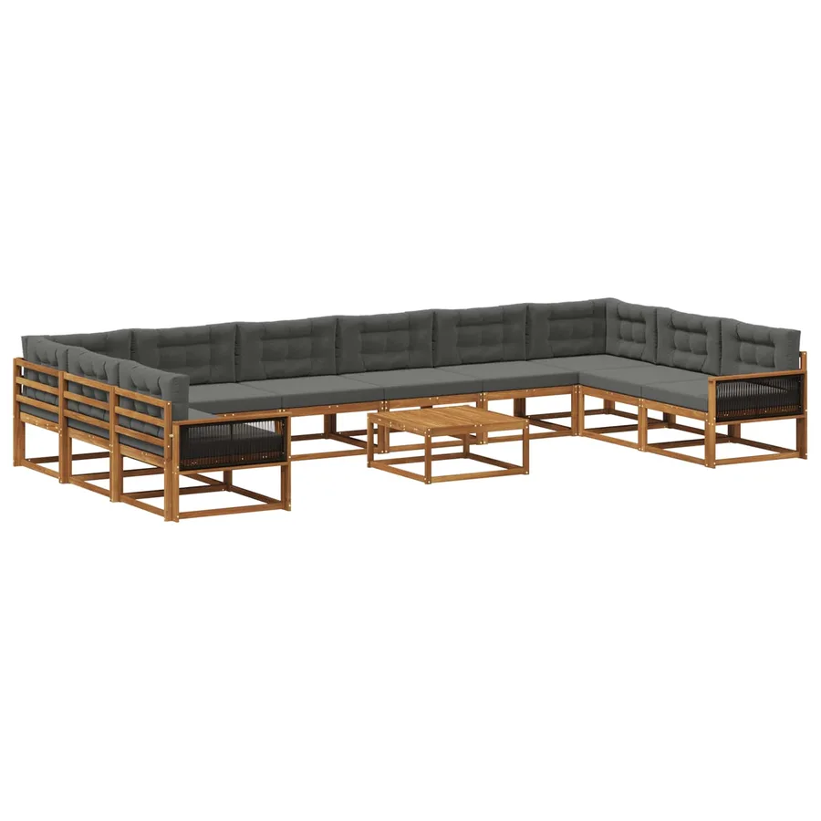 Ensemble de canapés d'extérieur 11 pcs Naturel et Anthracite - 2