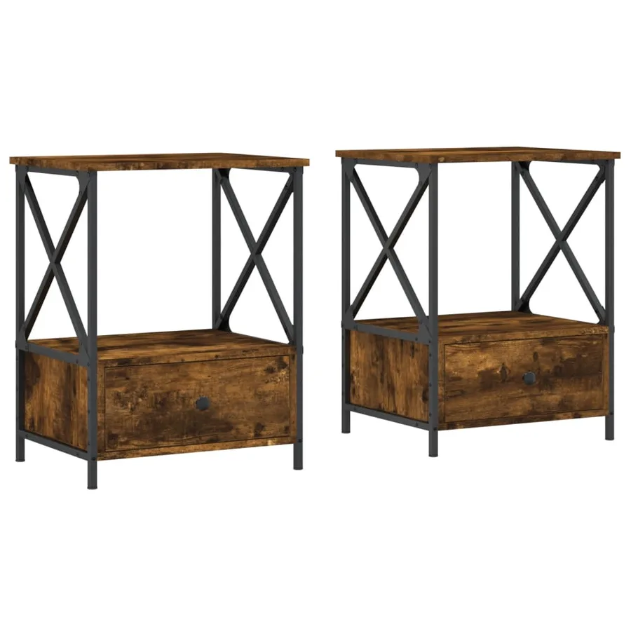 Tables de chevet 2 pcs chêne fumé 50x41x65 cm bois d’ingénierie - 2
