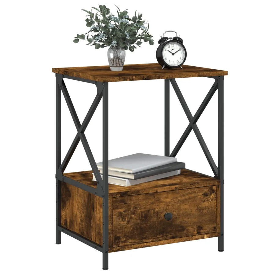 Tables de chevet 2 pcs chêne fumé 50x41x65 cm bois d’ingénierie - 3
