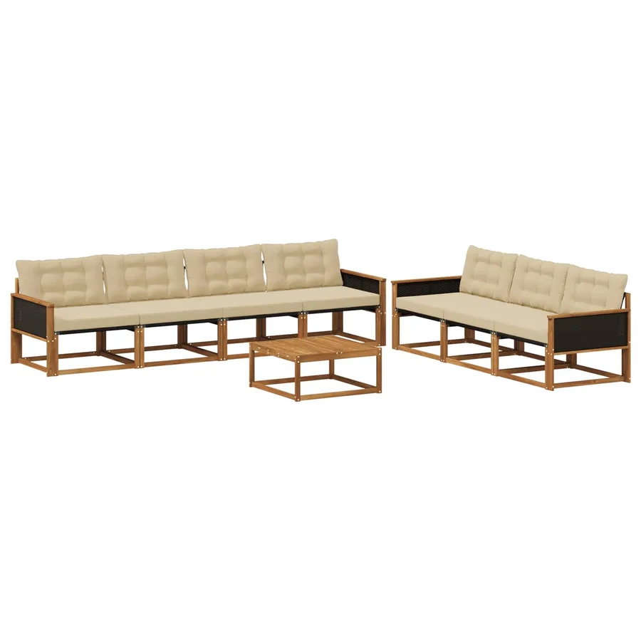 Ensemble de canapés d'extérieur 8 pcs Naturel et Beige - 2