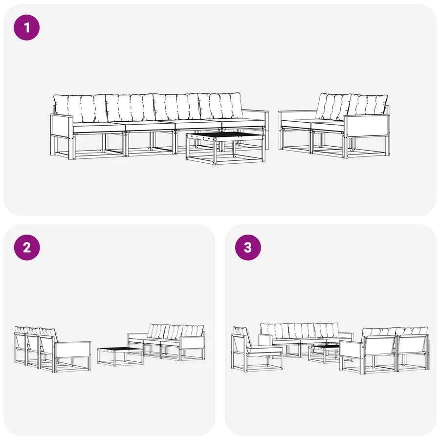Ensemble de canapés d'extérieur 7 pcs Naturel et gris clair - 7