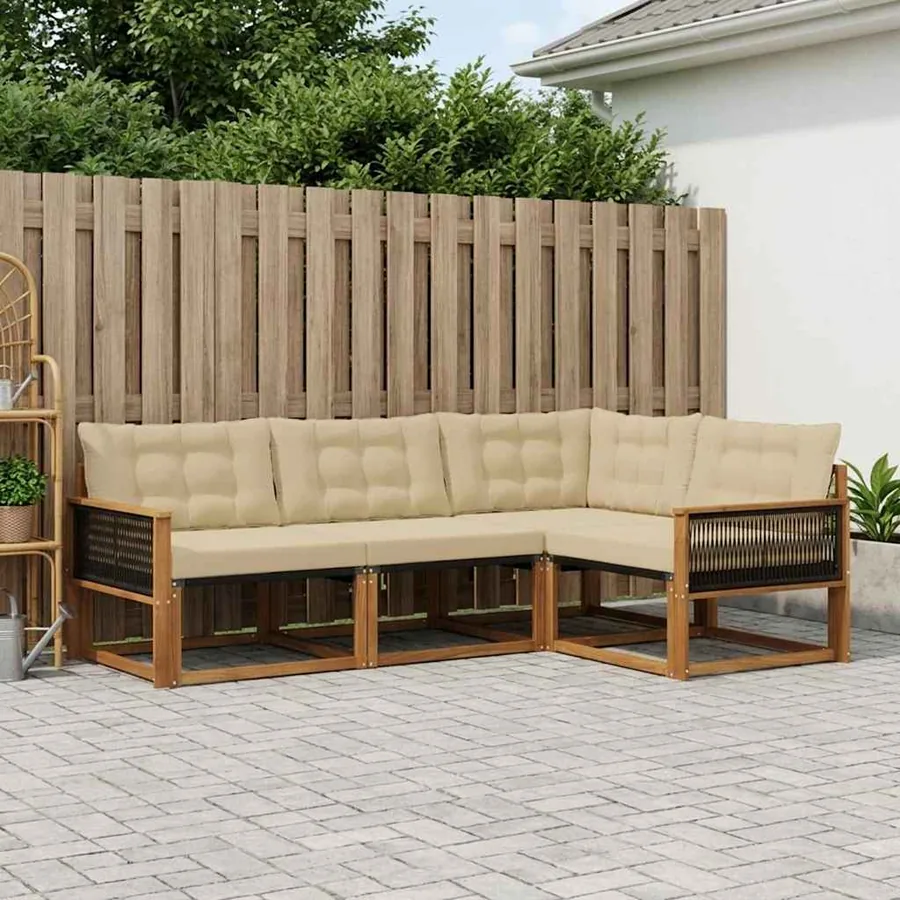 Ensemble de canapés d'extérieur 4 pcs Naturel et Beige