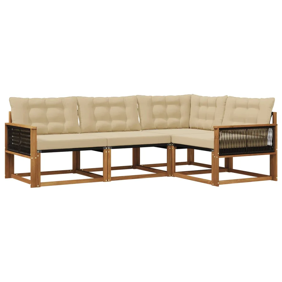 Ensemble de canapés d'extérieur 4 pcs Naturel et Beige - 2