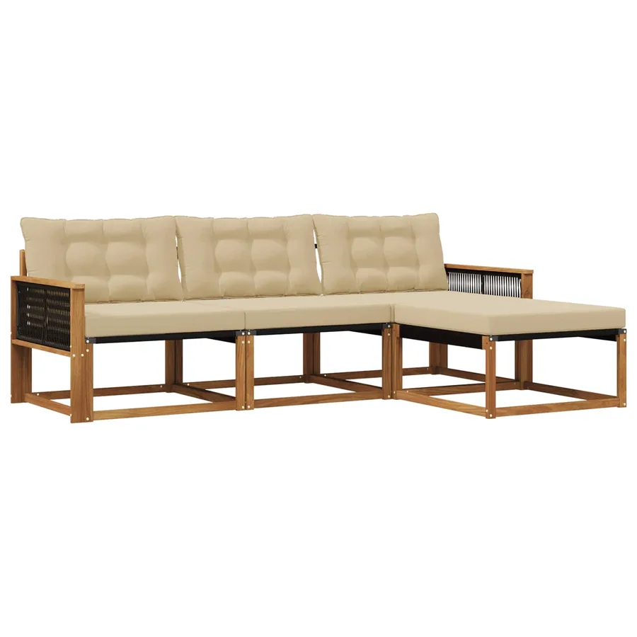 Ensemble de canapés d'extérieur 4 pcs Naturel et Beige - 2