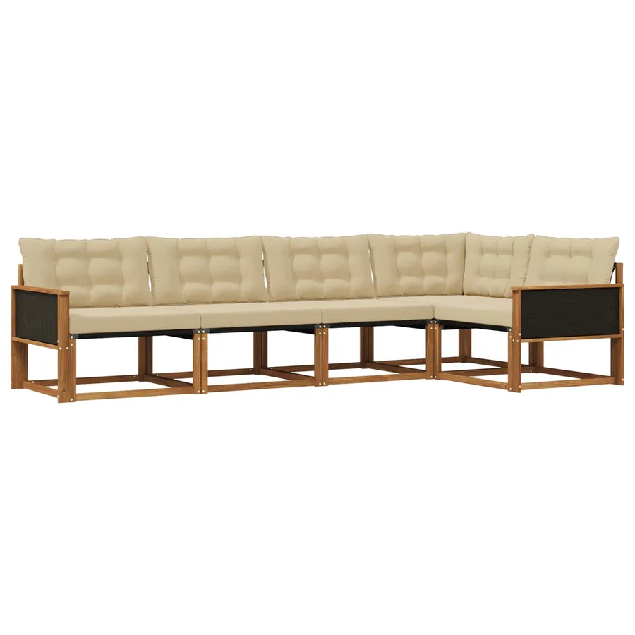 Ensemble de canapés d'extérieur 5 pcs Naturel et Beige - 2