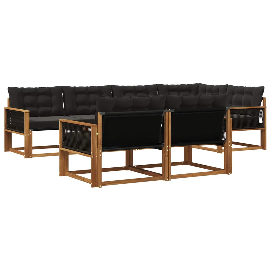 Ensemble de canapés d'extérieur 7 pcs Naturel et noir - 2