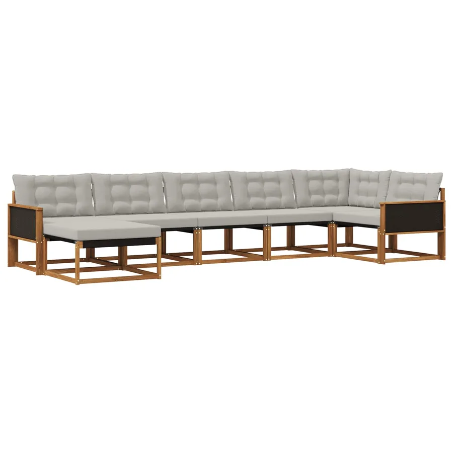 Ensemble de canapés d'extérieur 7 pcs Naturel et gris clair - 2