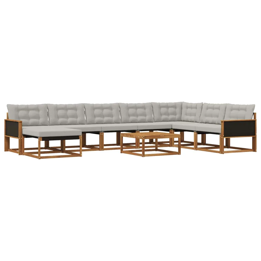 Ensemble de canapés d'extérieur 9 pcs Naturel et gris clair - 2