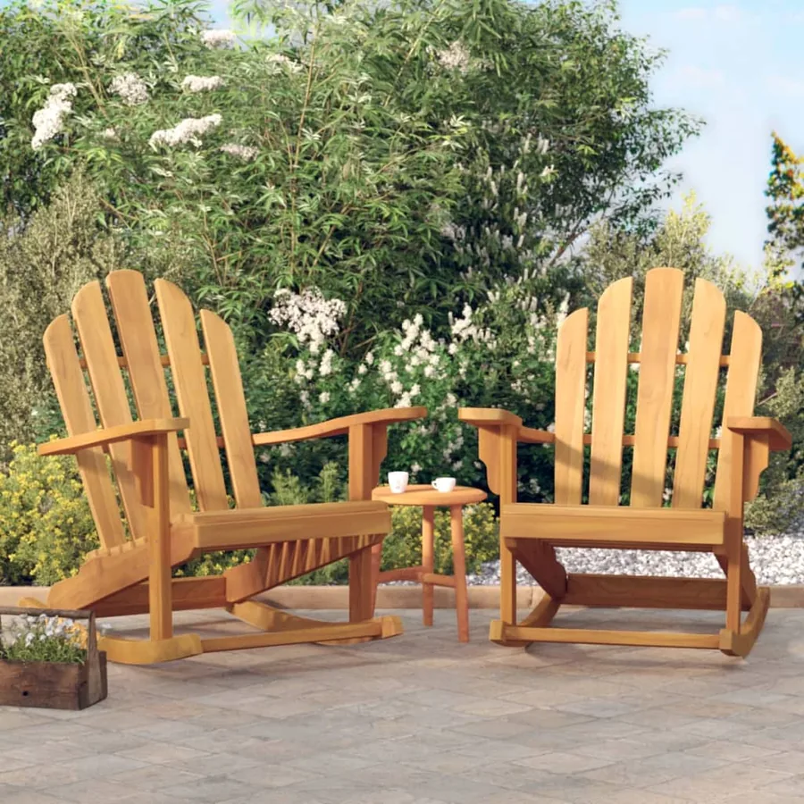 Chaises à bascule de jardin lot de 2 Adirondack teck solide