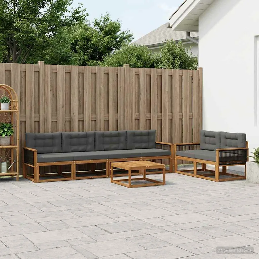 Ensemble de canapés d'extérieur 7 pcs Naturel et Anthracite