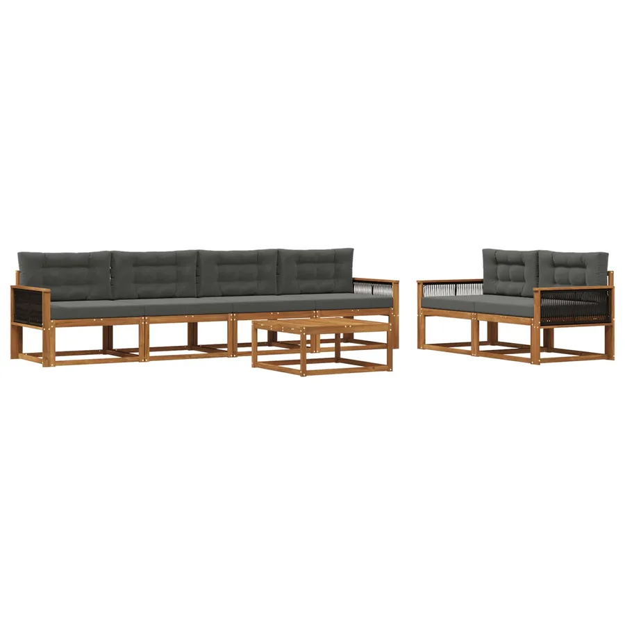 Ensemble de canapés d'extérieur 7 pcs Naturel et Anthracite - 2