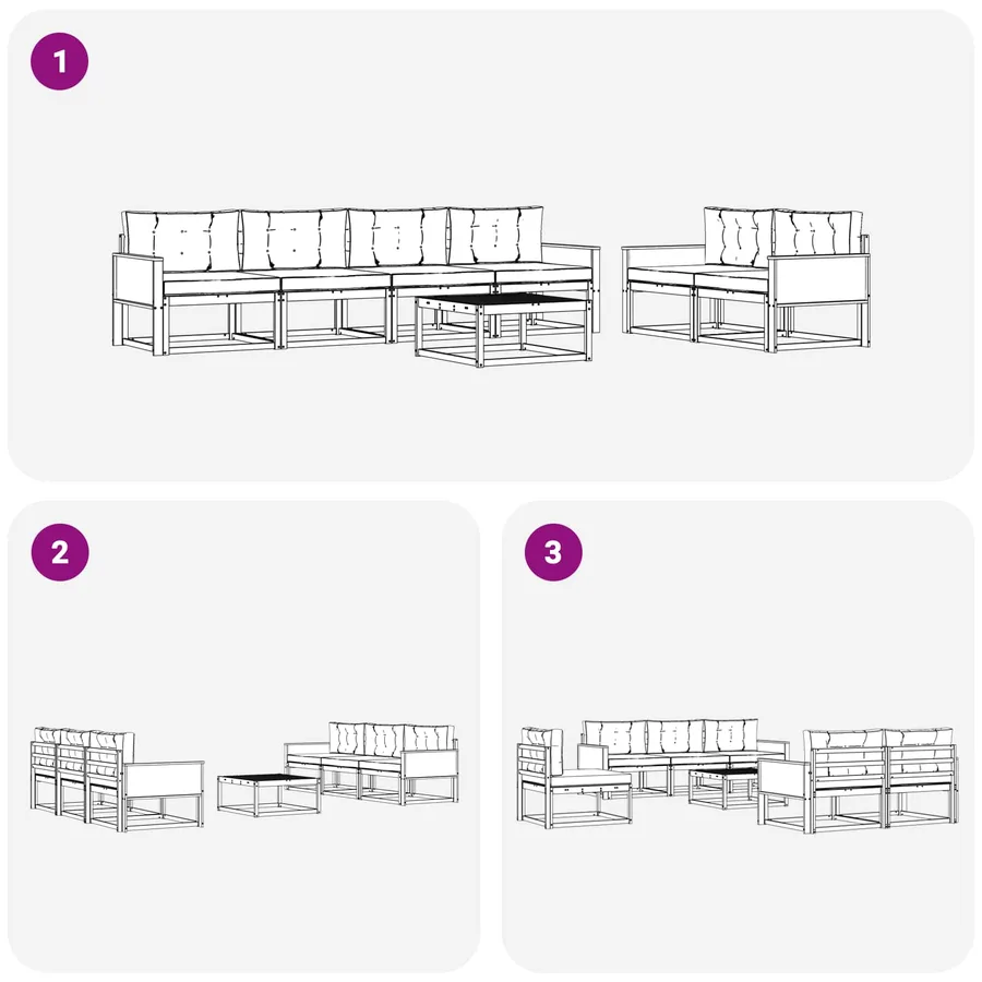 Ensemble de canapés d'extérieur 7 pcs Naturel et Anthracite - 6