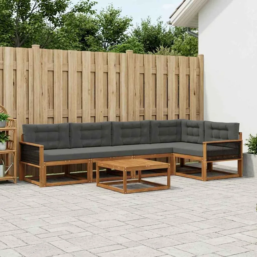 Ensemble de canapés d'extérieur 6 pcs Naturel et Anthracite