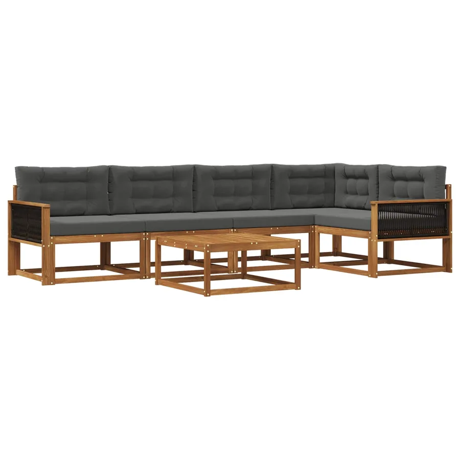 Ensemble de canapés d'extérieur 6 pcs Naturel et Anthracite - 2