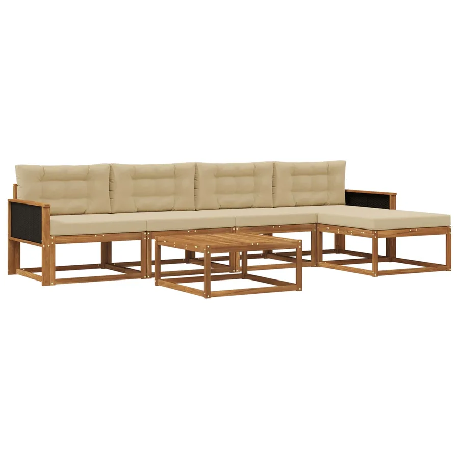 Ensemble de canapés d'extérieur 6 pcs Naturel et Beige - 2