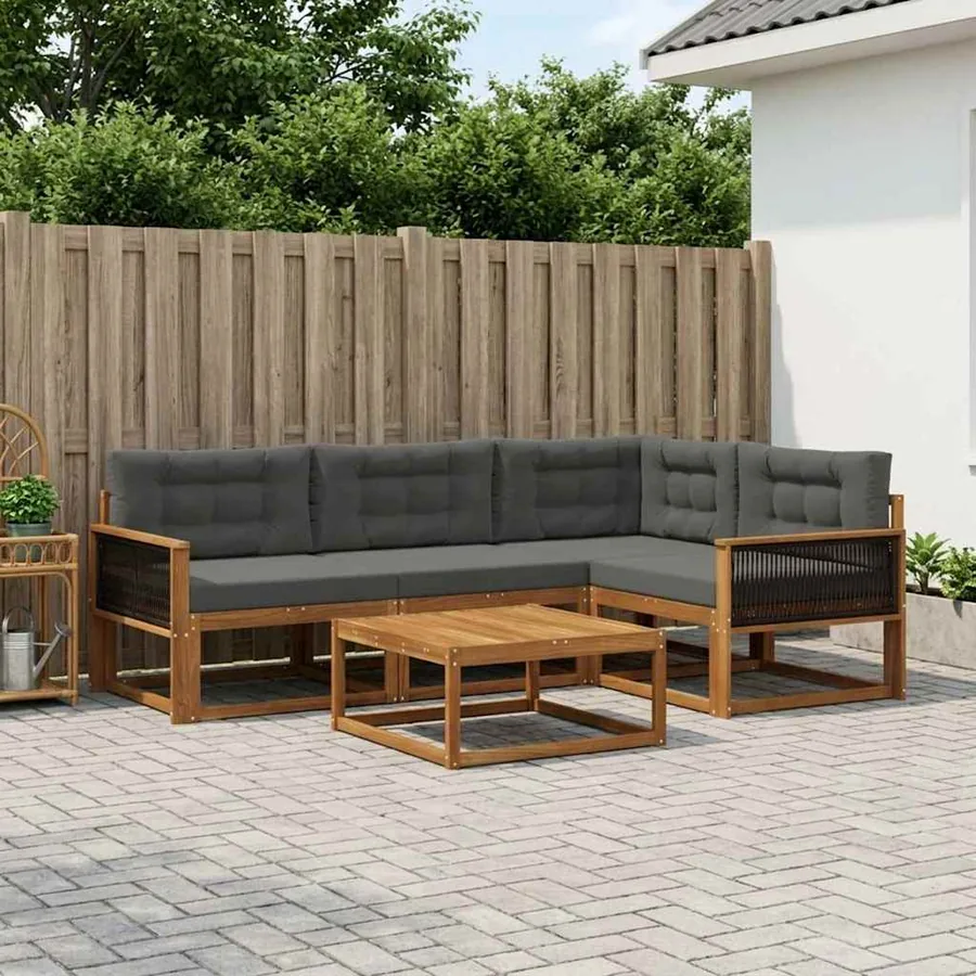 Ensemble de canapés d'extérieur 5 pcs Naturel et Anthracite