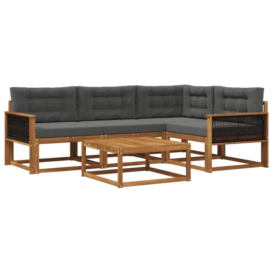 Ensemble de canapés d'extérieur 5 pcs Naturel et Anthracite - 2