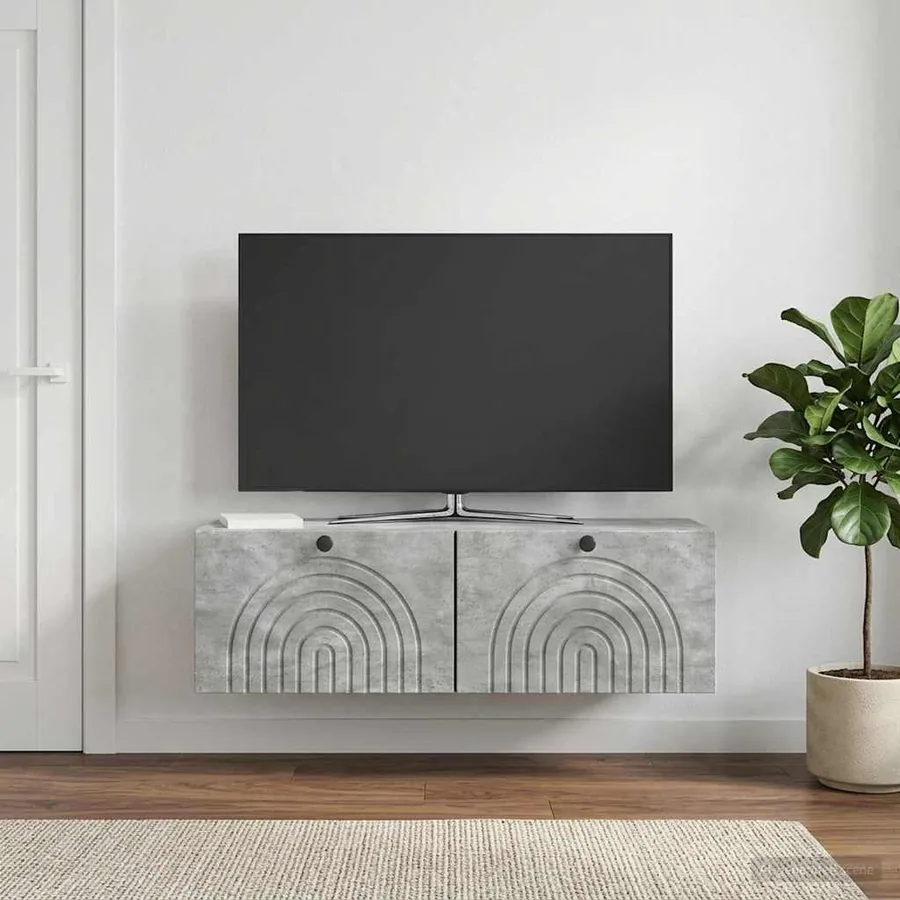Meuble TV mural Gris béton 98 x 31 x 30 cm Bois d'ingénierie