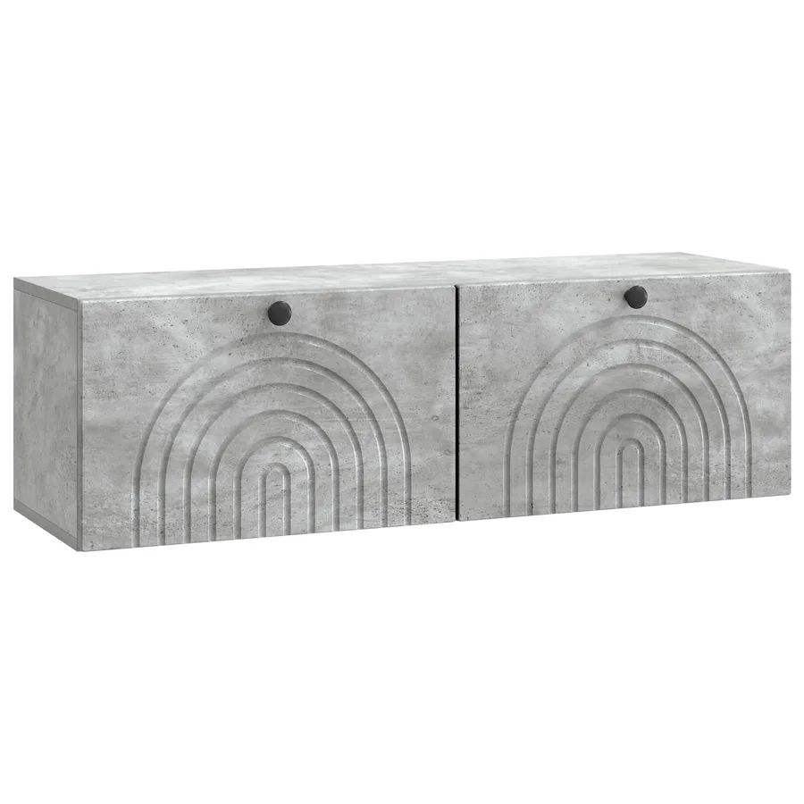 Meuble TV mural Gris béton 98 x 31 x 30 cm Bois d'ingénierie - 2