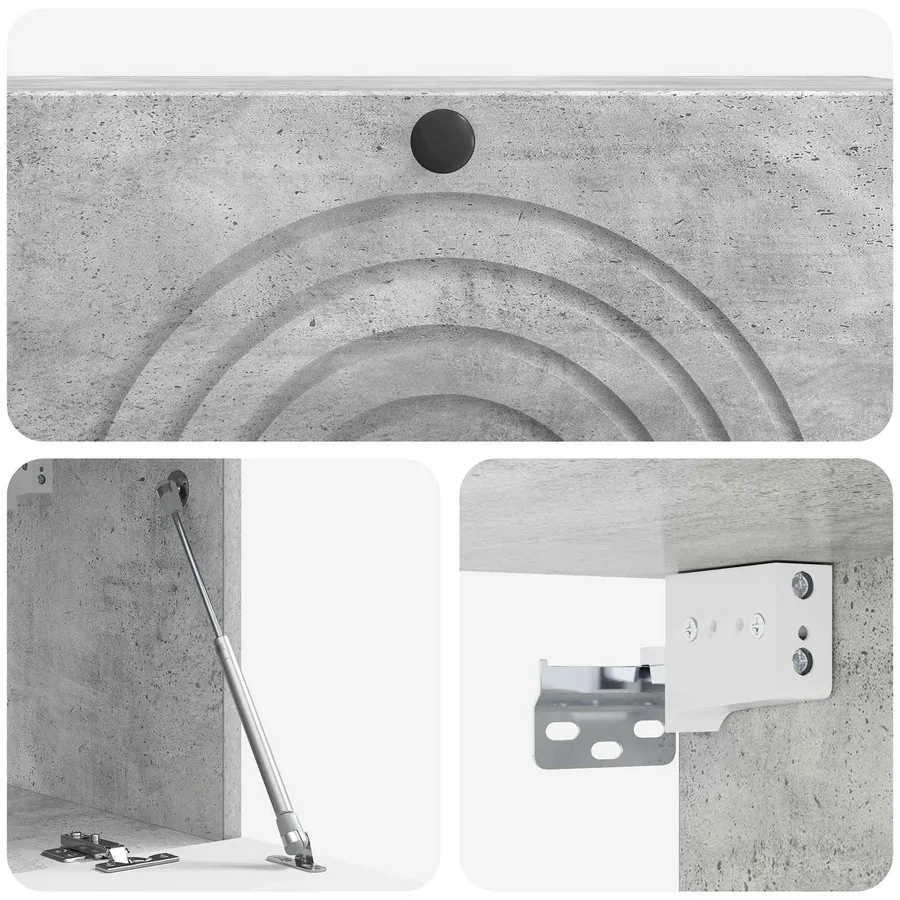 Meuble TV mural Gris béton 98 x 31 x 30 cm Bois d'ingénierie - 9