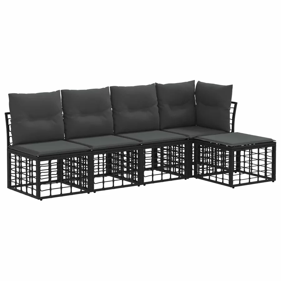 Ensemble de canapés d'extérieur Noir Polyester - 2