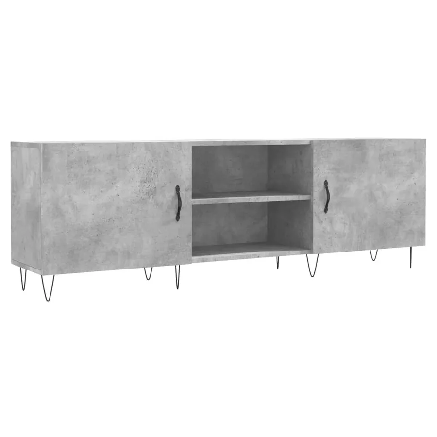 Meuble TV gris béton 150x30x50 cm bois d'ingénierie - 2