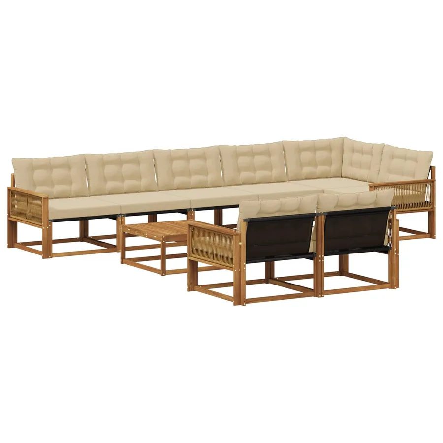 Ensemble de canapés d'extérieur 9 pcs Naturel et Beige - 2
