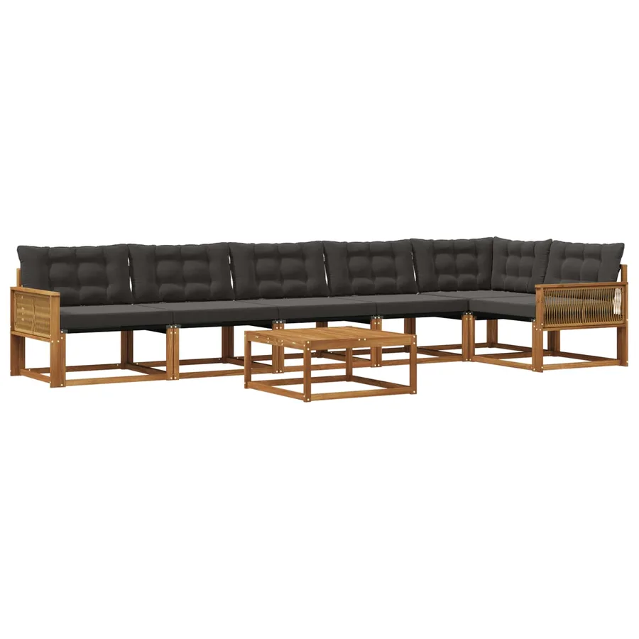 Ensemble de canapés d'extérieur 7 pcs Naturel et noir - 2