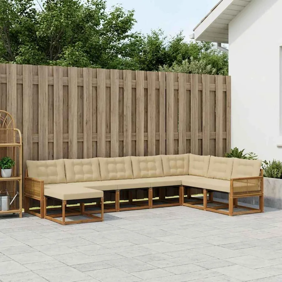 Ensemble de canapés d'extérieur 8 pcs Naturel et Beige
