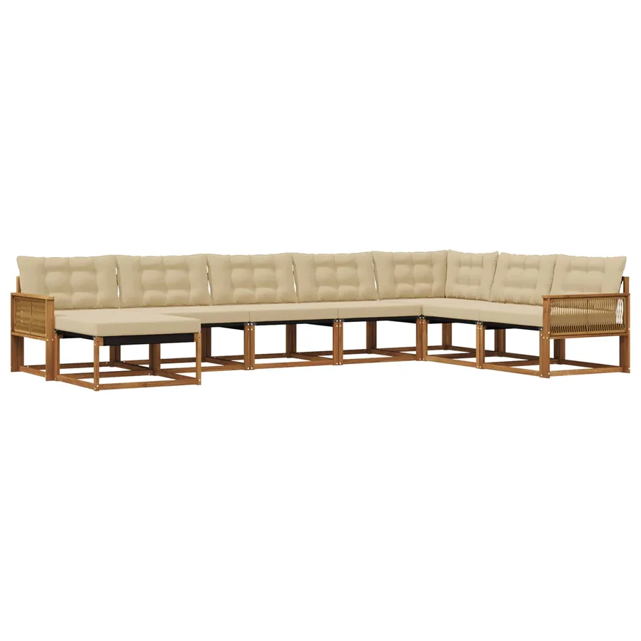 Ensemble de canapés d'extérieur 8 pcs Naturel et Beige - 2