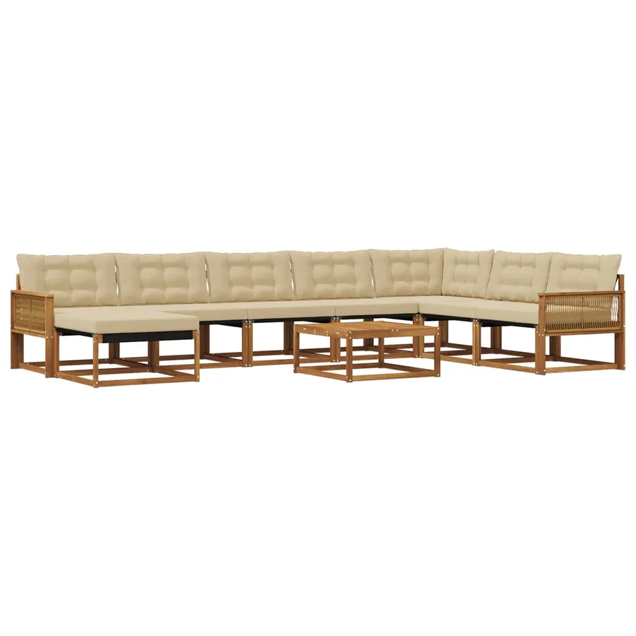 Ensemble de canapés d'extérieur 9 pcs Naturel et Beige - 2