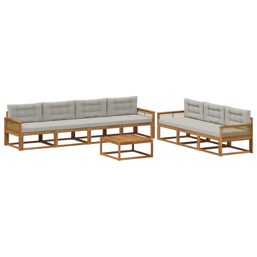 Ensemble de canapés d'extérieur 8 pcs Naturel et Gris clair - 2