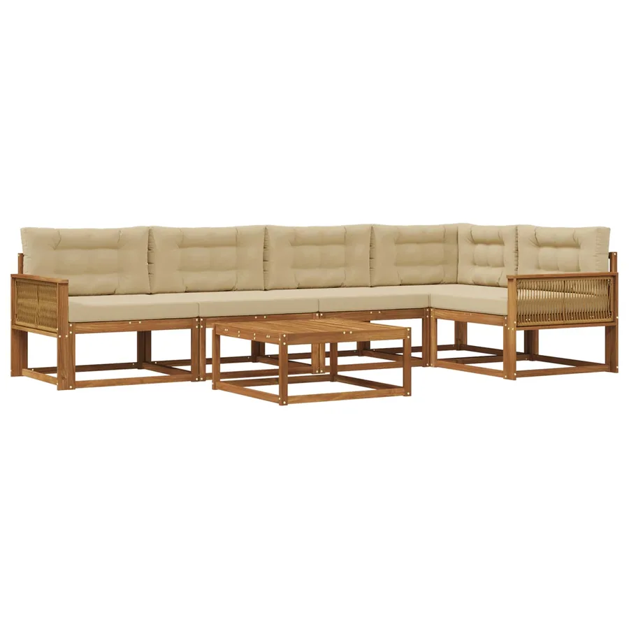 Ensemble de canapés d'extérieur 6 pcs Naturel et Beige - 2