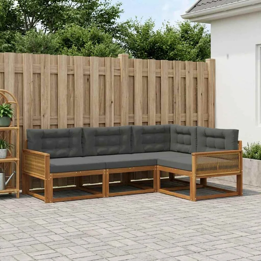 Ensemble de canapés d'extérieur 4 pcs Naturel et Anthracite
