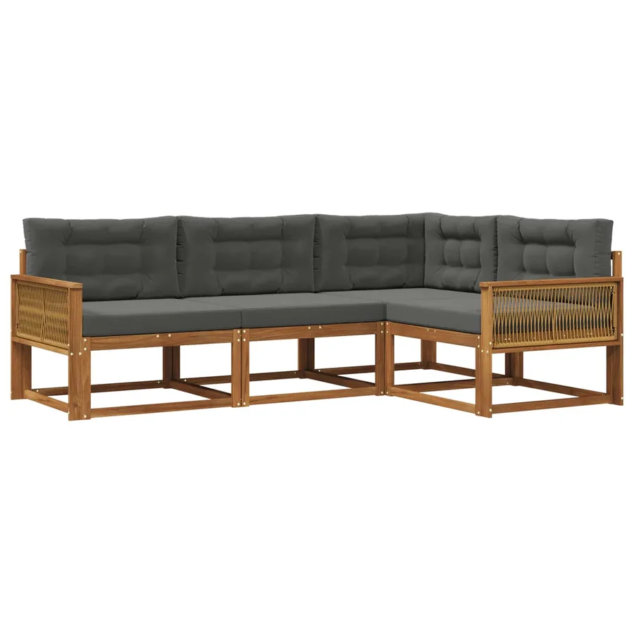 Ensemble de canapés d'extérieur 4 pcs Naturel et Anthracite - 2