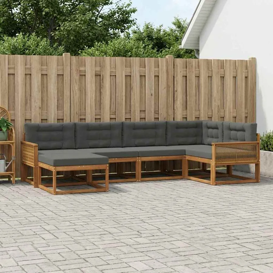 Ensemble de canapés d'extérieur 6 pcs Naturel et Anthracite