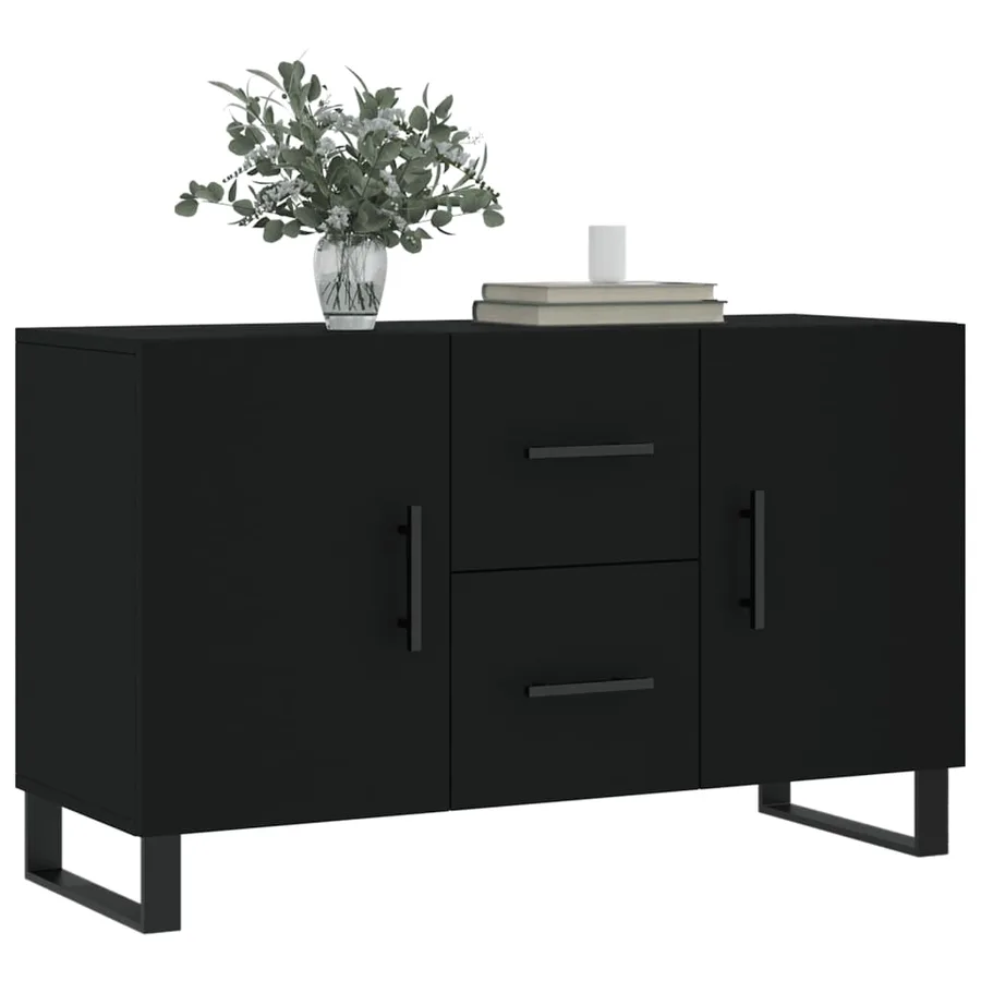 Buffet noir 100x36x60 cm bois d'ingénierie - 3