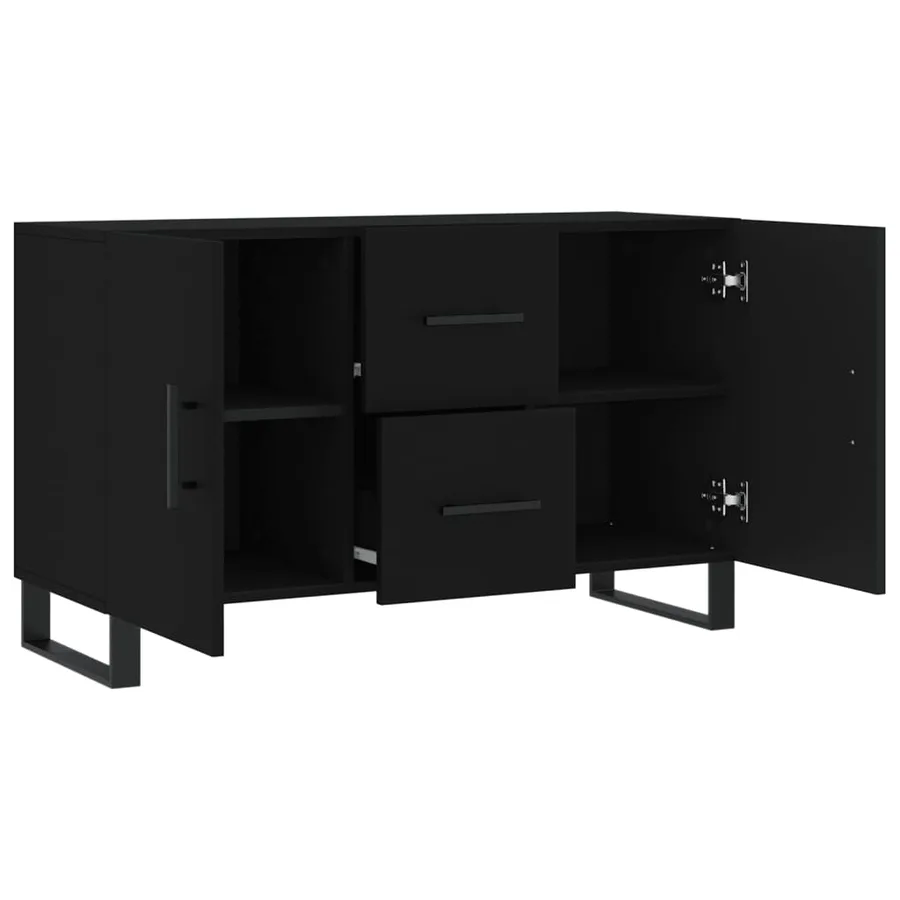 Buffet noir 100x36x60 cm bois d'ingénierie - 5