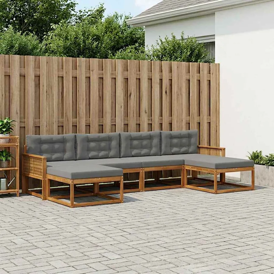 Ensemble de canapés d'extérieur 6 pcs Naturel et Anthracite