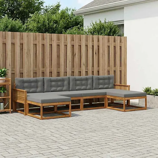 Ensemble de canapés d'extérieur 6 pcs Naturel et Anthracite
