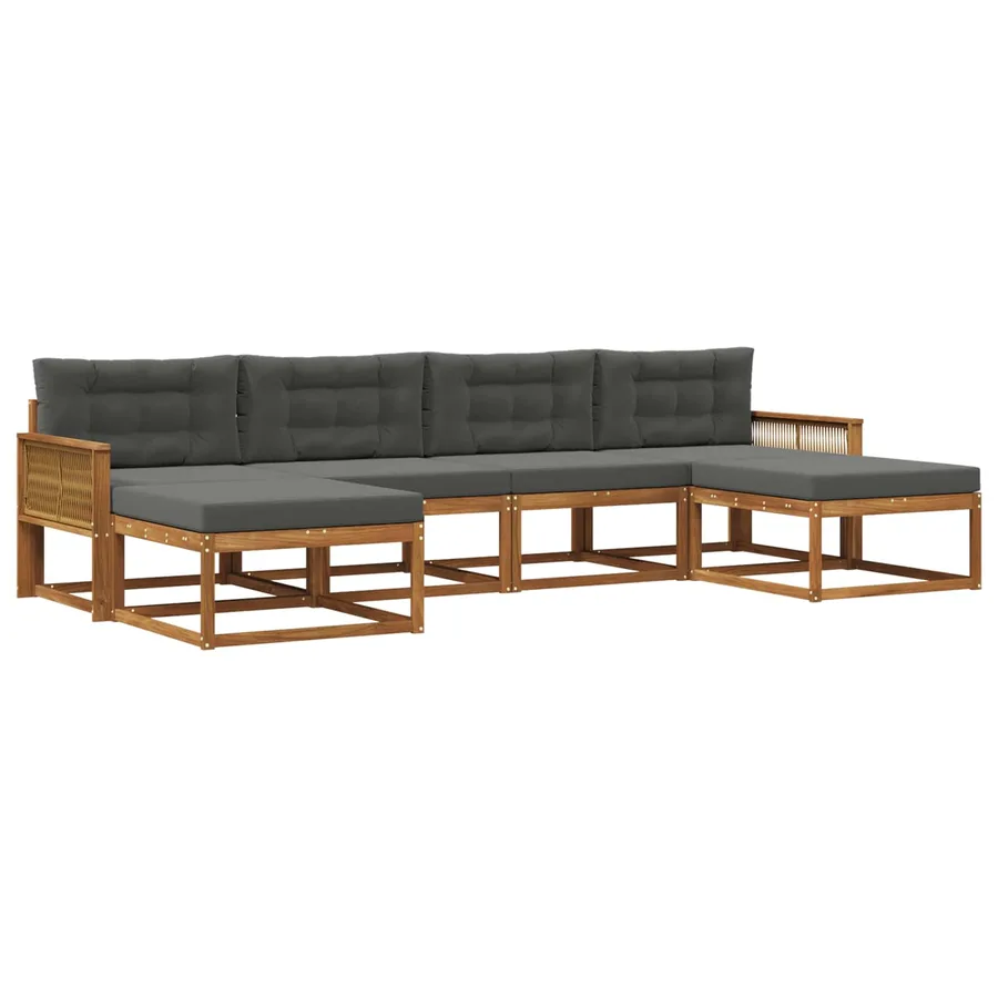 Ensemble de canapés d'extérieur 6 pcs Naturel et Anthracite - 2
