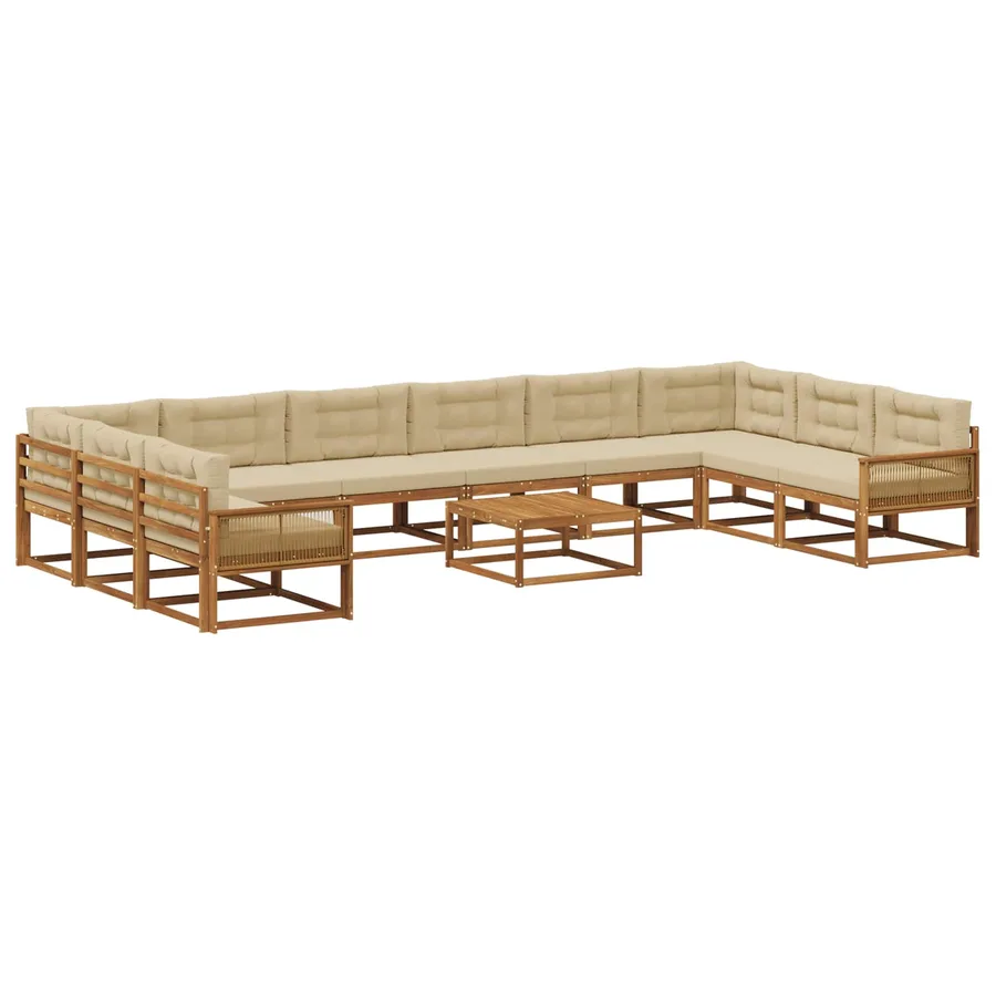 Ensemble de canapés d'extérieur 11 pcs Naturel et Beige - 2
