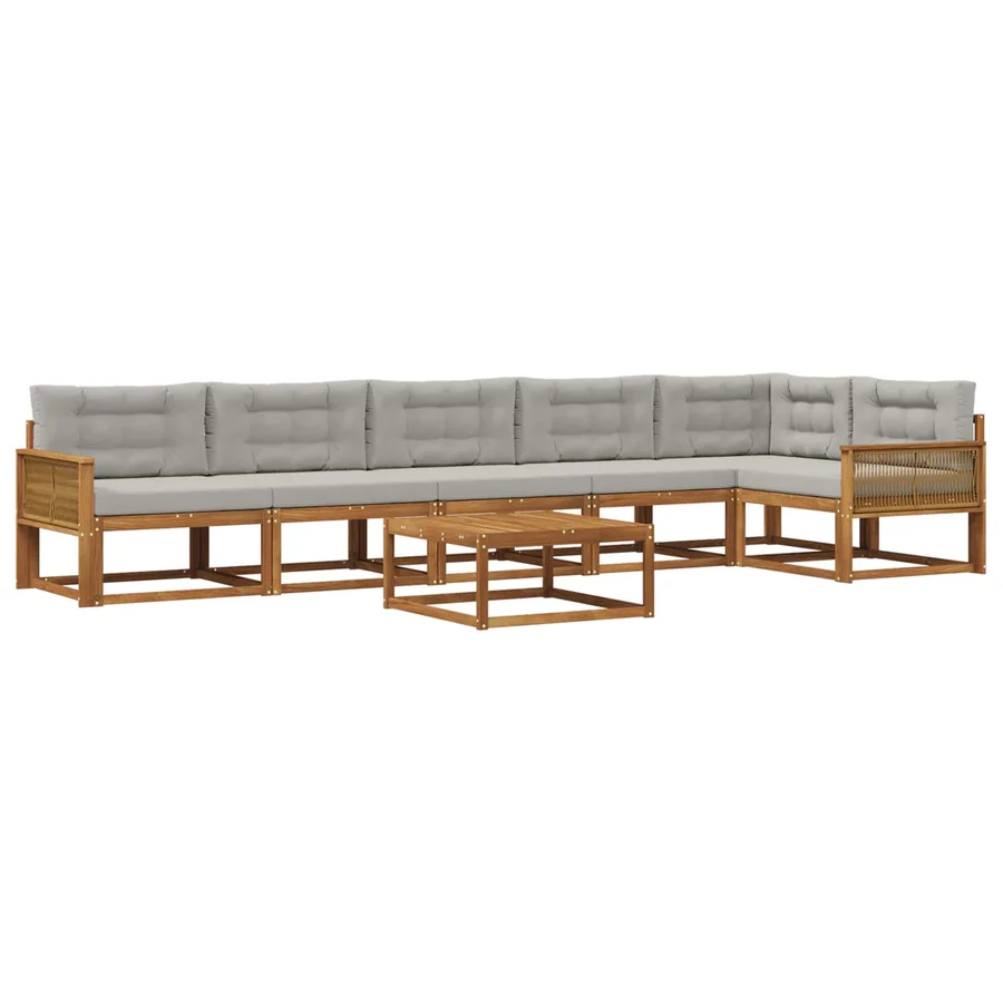 Ensemble de canapés d'extérieur 7 pcs Naturel et Gris clair - 2