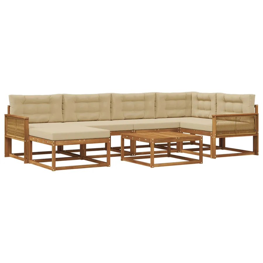 Ensemble de canapés d'extérieur 7 pcs Naturel et Beige - 2