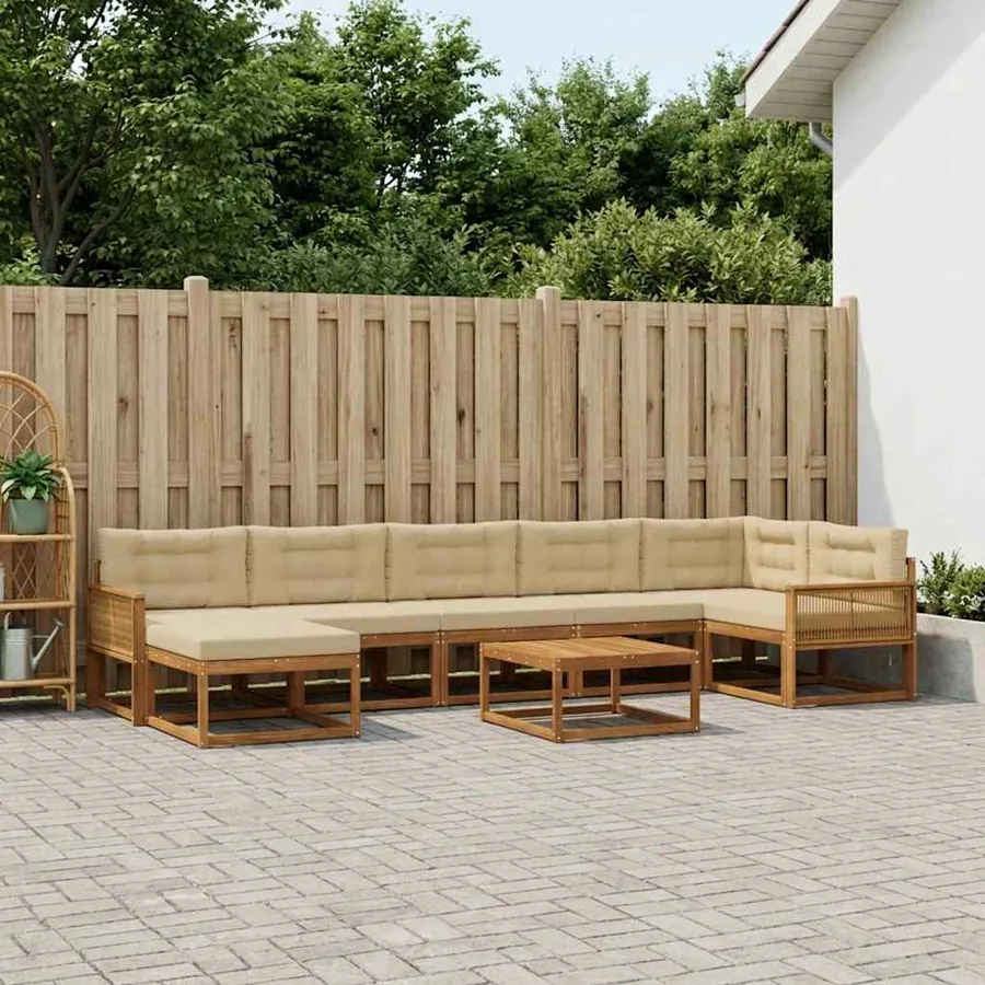 Ensemble de canapés d'extérieur 8 pcs Naturel et Beige